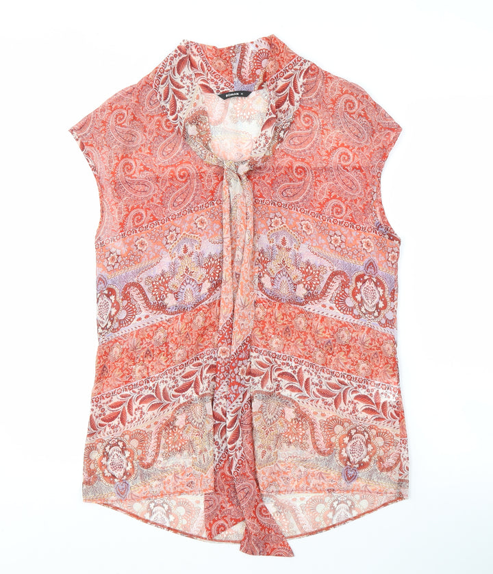Roman Women's Red Paisley Blouse Size 12 Sleeveless