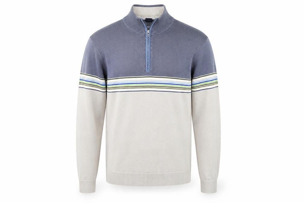 Front view of Gap Men's Grey Striped Full Zip Jumper M