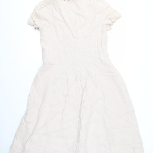 Romance Beige Cotton Women's XL Collared Dress