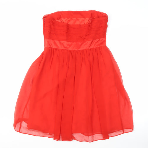 Coast Red Silk Strapless Dress Women Size 12