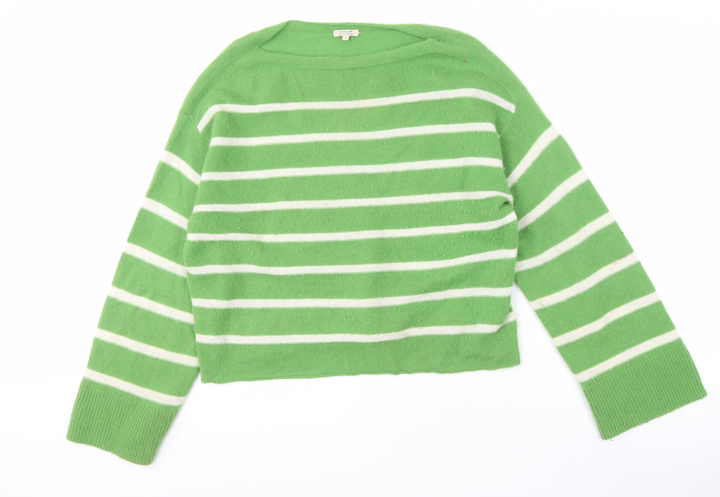 Jigsaw Women's Green Striped Wool Cashmere Jumper - S