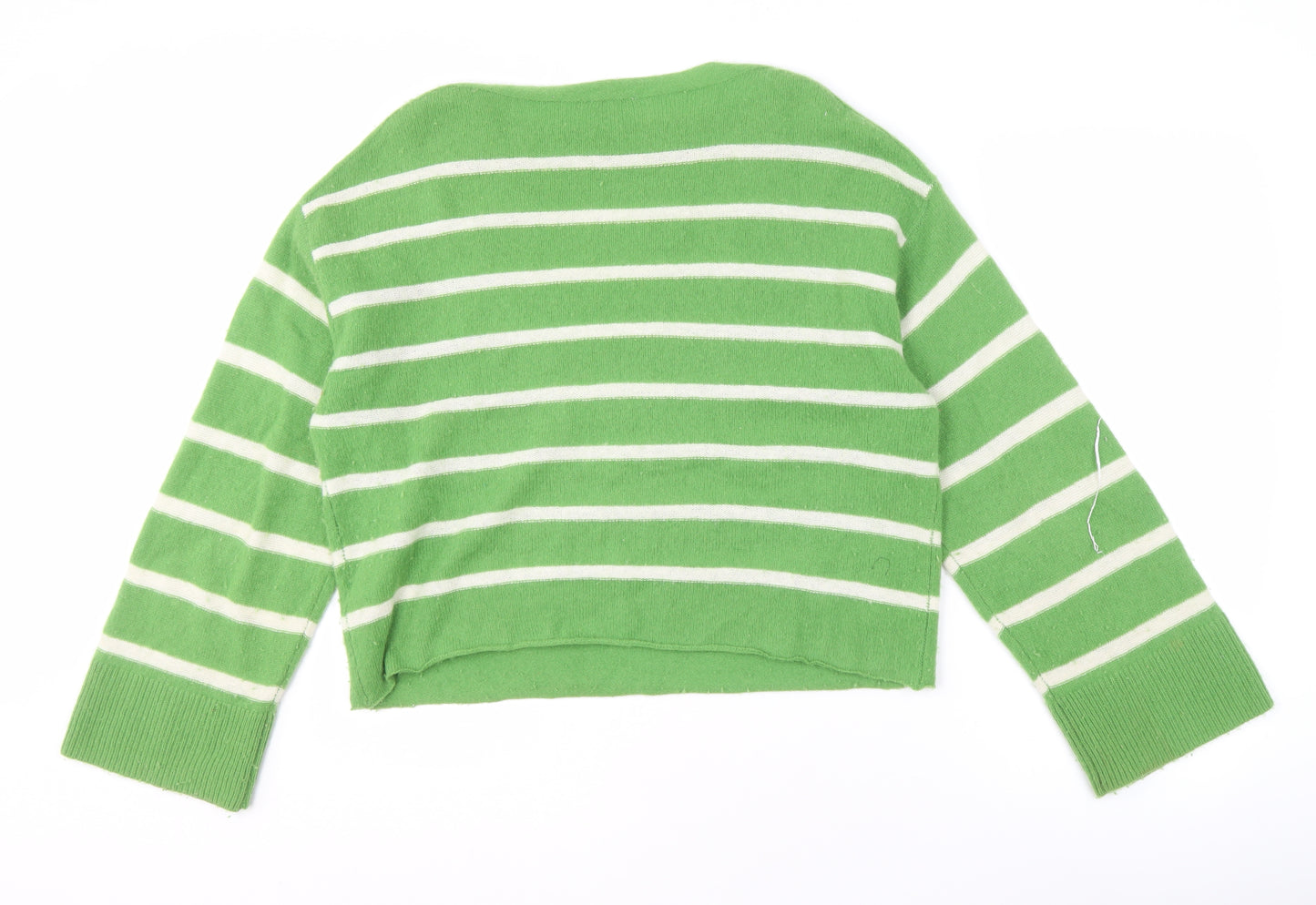 Jigsaw Women's Green Striped Wool Cashmere Jumper - S