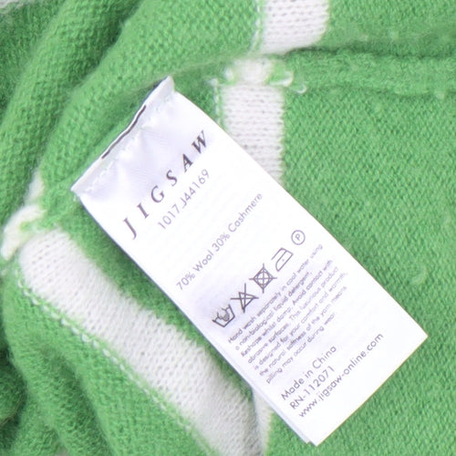 Jigsaw Women's Green Striped Wool Cashmere Jumper - S