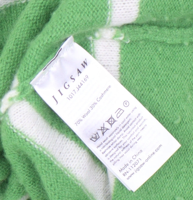 Jigsaw Women's Green Striped Wool Cashmere Jumper - S