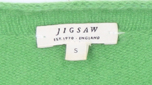Jigsaw Women's Green Striped Wool Cashmere Jumper - S