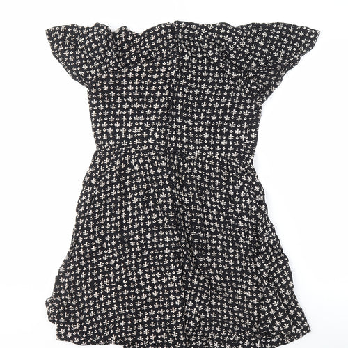 French Connection Women's Black A-Line Floral Dress