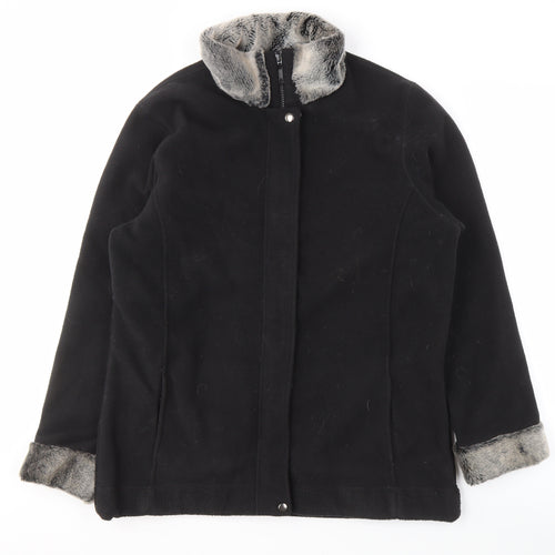 Cotton Traders Women's Black Fur Trim Jacket Size 12