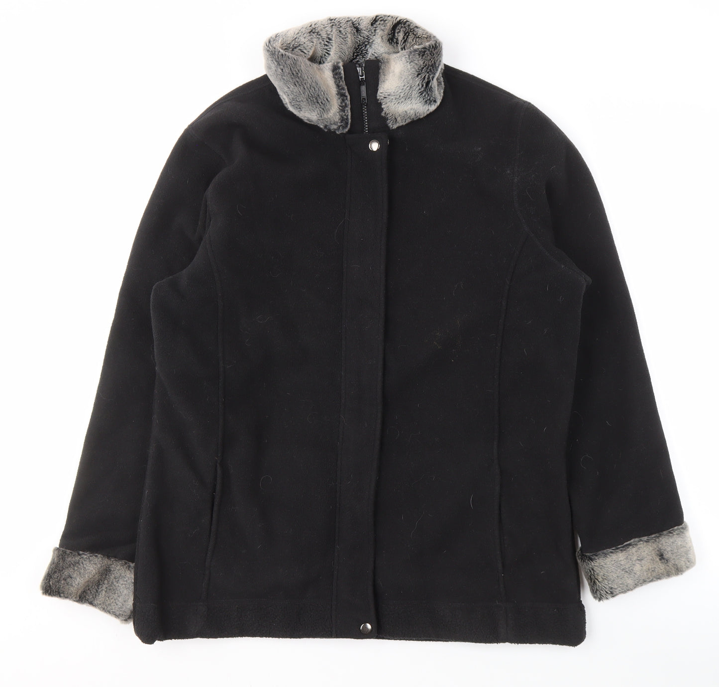 Cotton Traders Women's Black Fur Trim Jacket Size 12