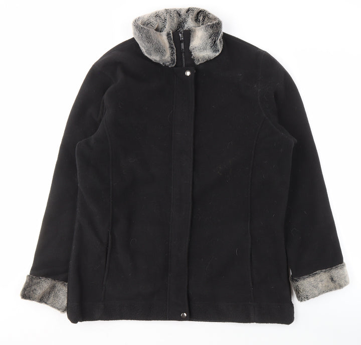 Cotton Traders Women's Black Fur Trim Jacket Size 12