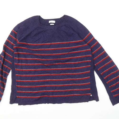 Yerse Women's Blue Striped Cotton Pullover Jumper M