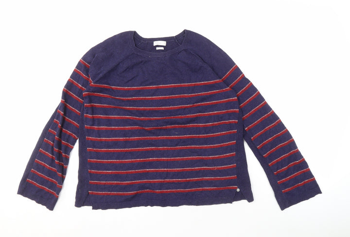 Yerse Women's Blue Striped Cotton Pullover Jumper M