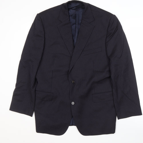 Jaeger Men's Blue Stripe Short Blazer Jacket 42S