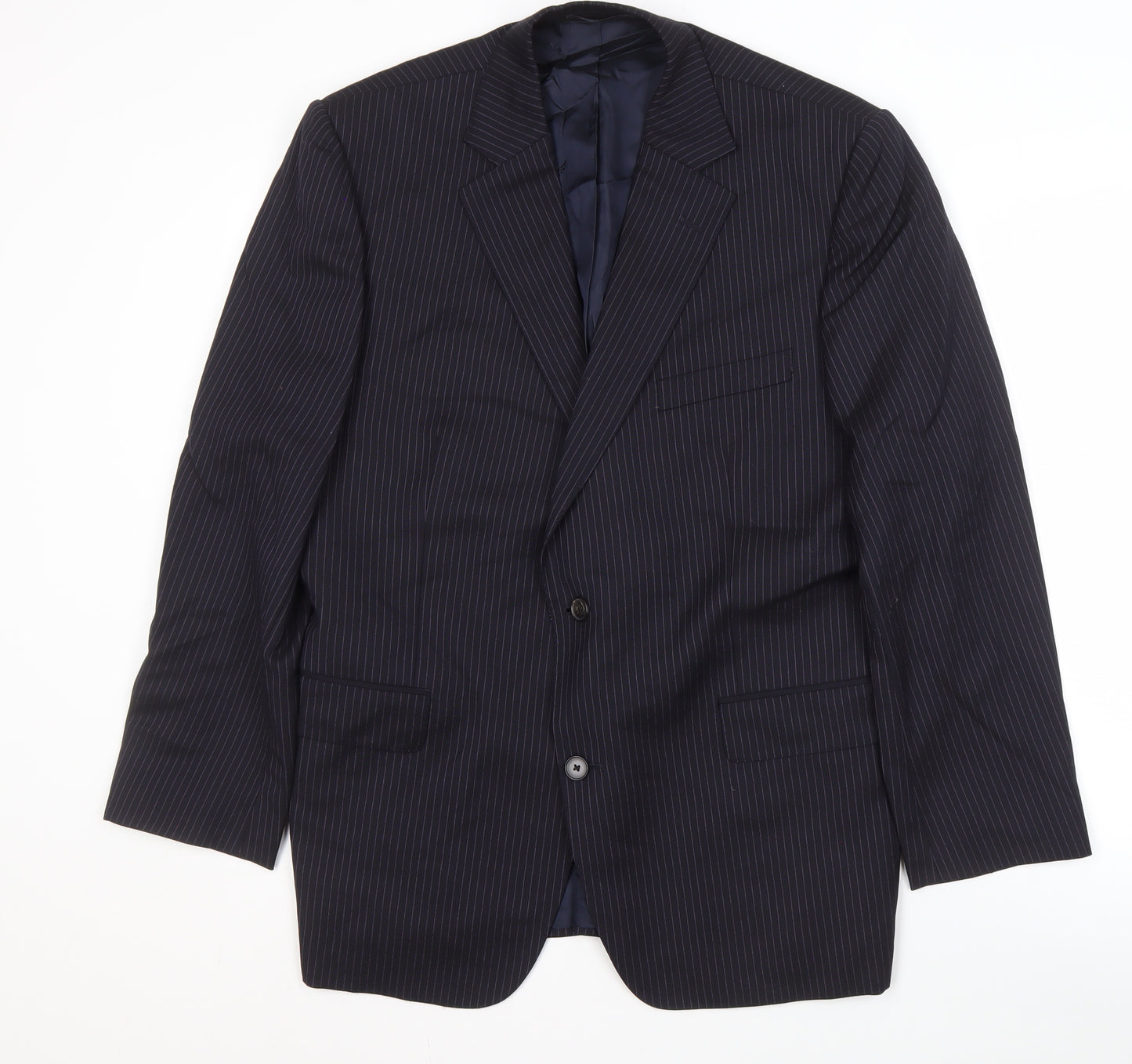 Jaeger Men's Blue Stripe Short Blazer Jacket 42S