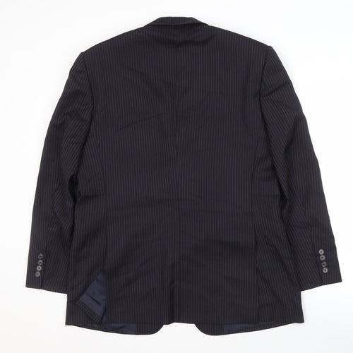 Jaeger Men's Blue Stripe Short Blazer Jacket 42S