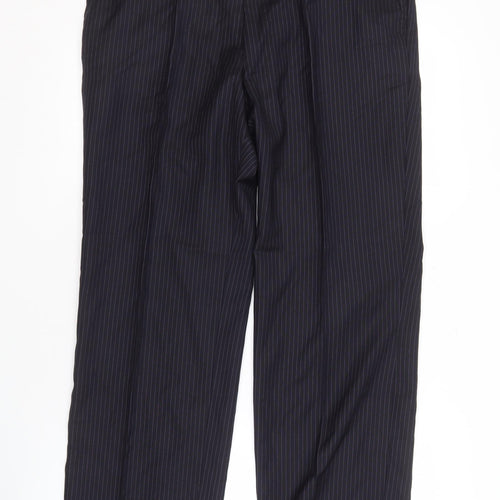 Jaeger Men's Black Striped Wool Trousers, Size 36S
