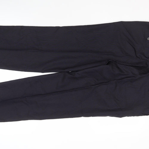 Jaeger Men's Black Striped Wool Trousers, Size 36S