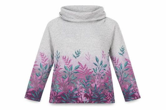 Front view of Isle Women's Grey Floral Sweatshirt, size 10-12