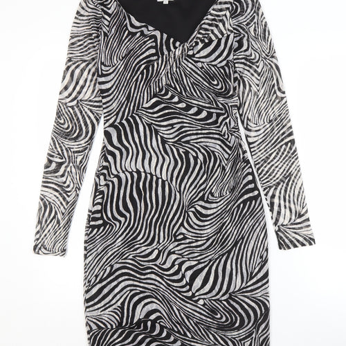Reiss Women's Black Animal Print Dress Size 8