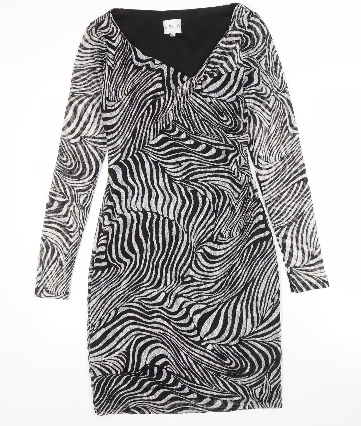Reiss Women's Black Animal Print Dress Size 8