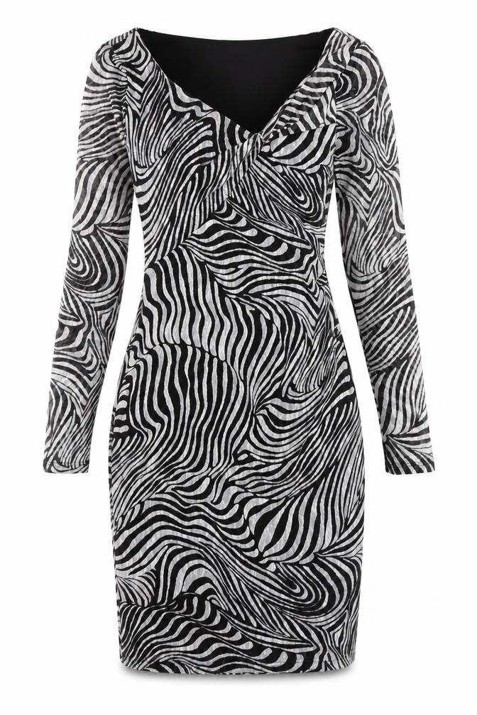 Reiss Women's Black Animal Print Dress Size 8