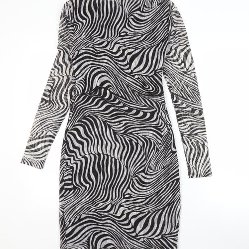 Reiss Women's Black Animal Print Dress Size 8