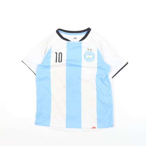 H&M Boys Blue White Football Jersey 9-10 Years