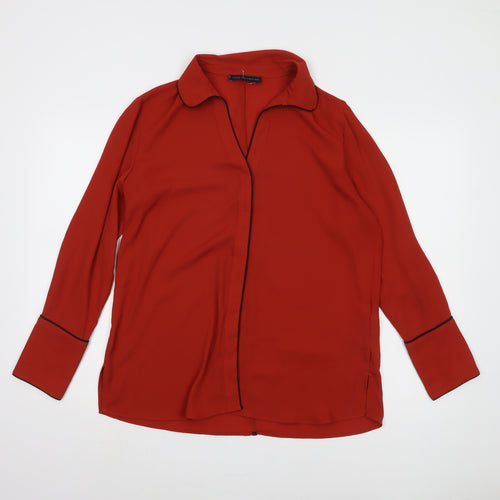 Marks and Spencer Women's Red Collared Blouse Size 14