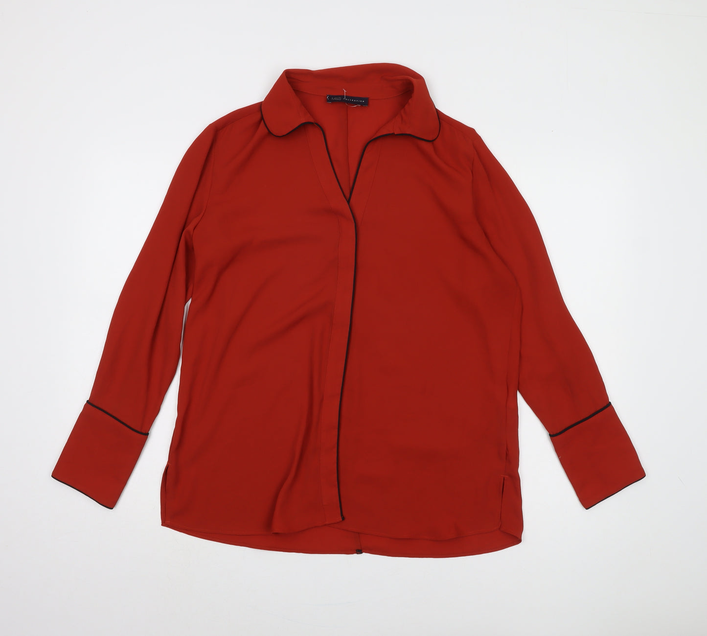 Marks and Spencer Women's Red Collared Blouse Size 14
