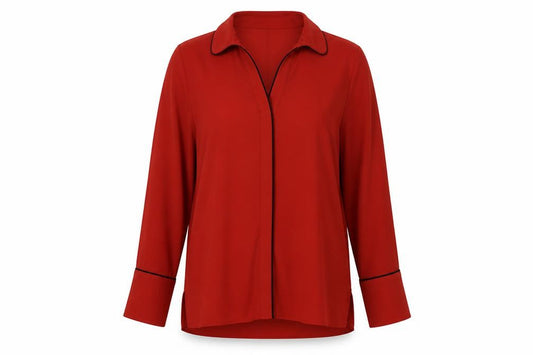 Front view of Marks & Spencer Women's Red Collared Blouse, size 14