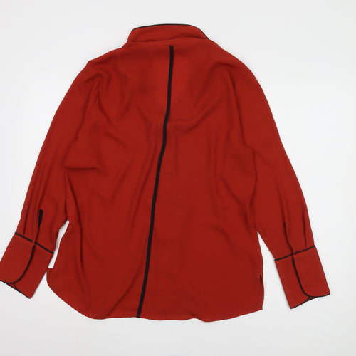 Marks and Spencer Women's Red Collared Blouse Size 14