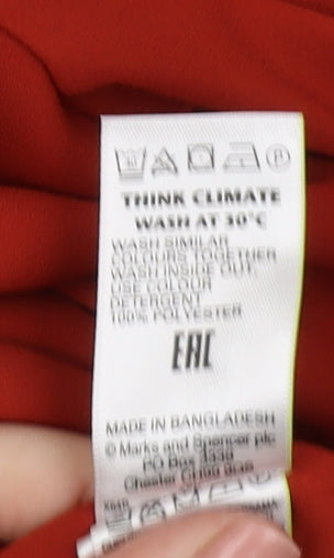 Marks and Spencer Women's Red Collared Blouse Size 14