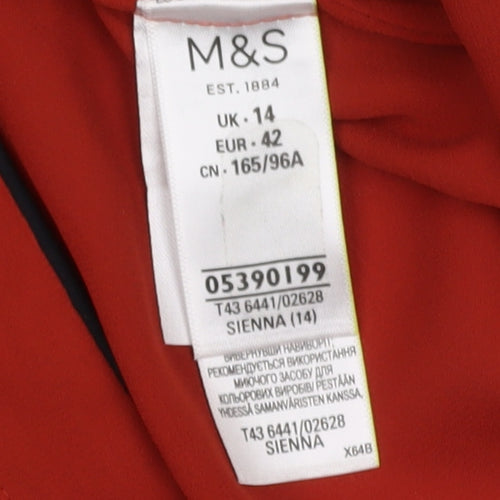 Marks and Spencer Women's Red Collared Blouse Size 14