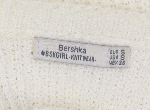 Bershka Women's Ivory Wool Blend Pullover Jumper S