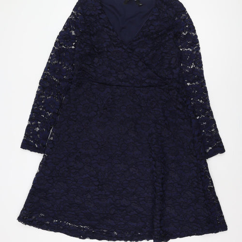 Dorothy Perkins Women's Blue Floral Lace Dress, Size 20