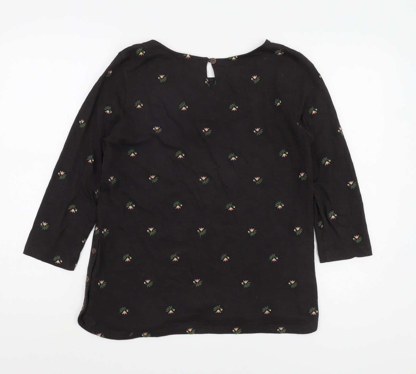 Fat Face Women's Black Floral 3/4 Sleeve Blouse UK 8