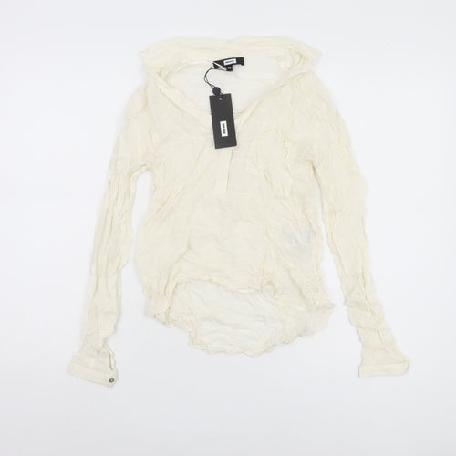 Bik Bok Ivory Long Sleeve V-Neck Blouse XS