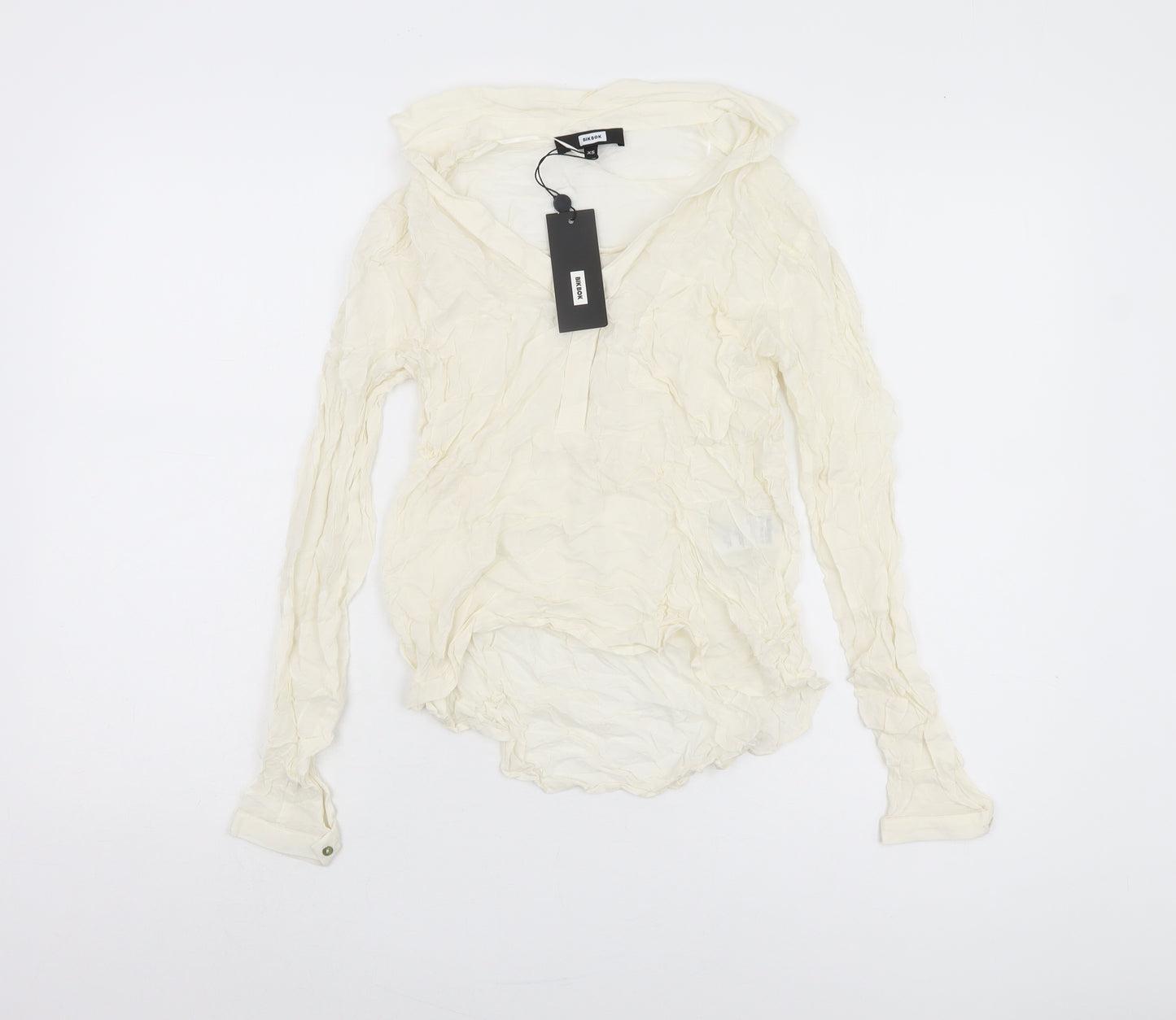 Bik Bok Ivory Long Sleeve V-Neck Blouse XS
