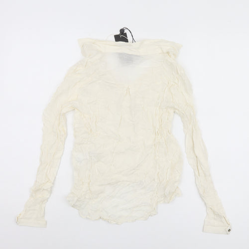 Bik Bok Ivory Long Sleeve V-Neck Blouse XS