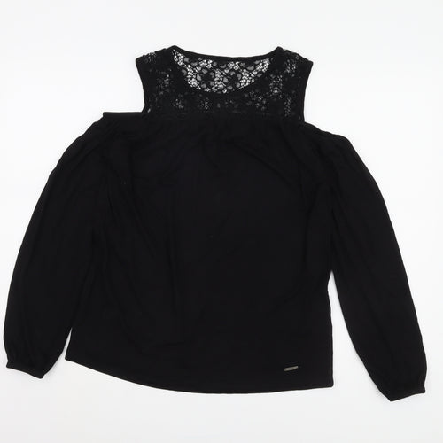 Laura Scott Black Off Shoulder Lace Blouse - Size 6 Women
