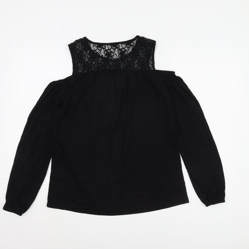 Laura Scott Black Off Shoulder Lace Blouse - Size 6 Women
