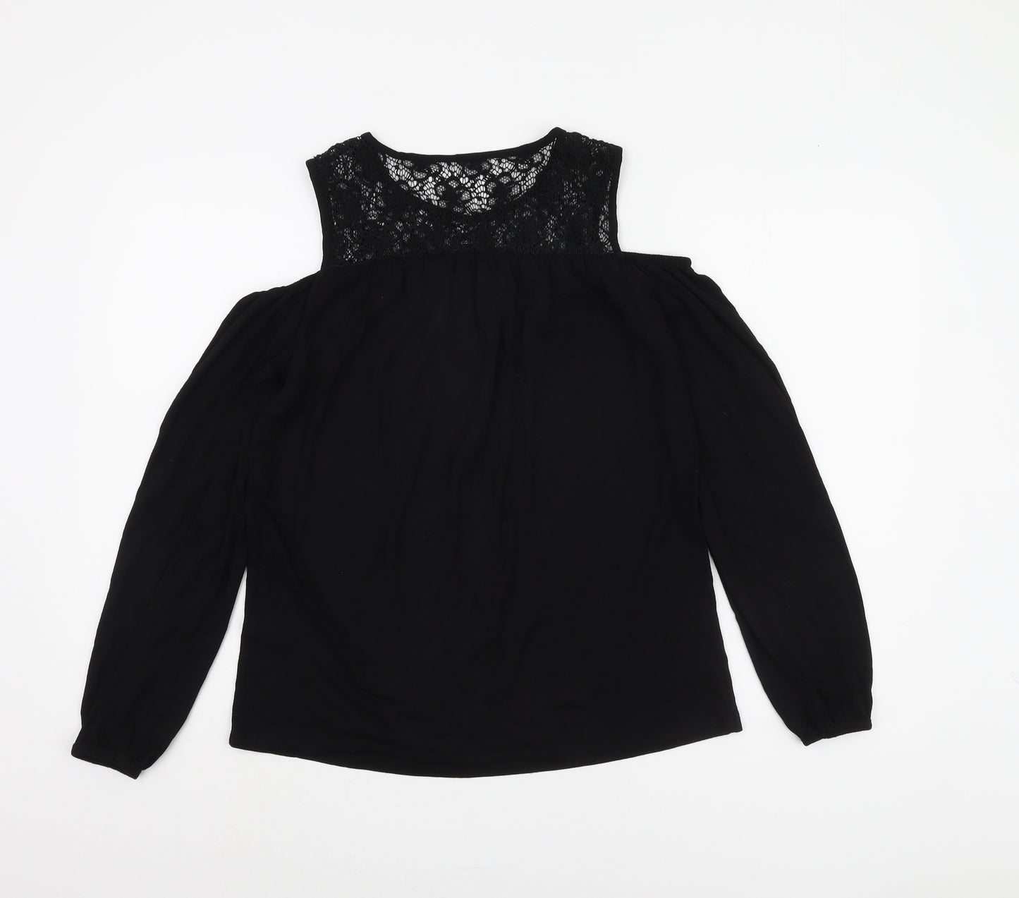 Laura Scott Black Off Shoulder Lace Blouse - Size 6 Women