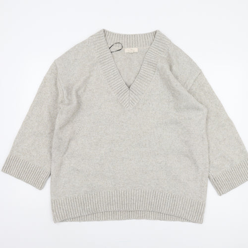 H&M Women's Grey V-Neck Pullover Jumper M