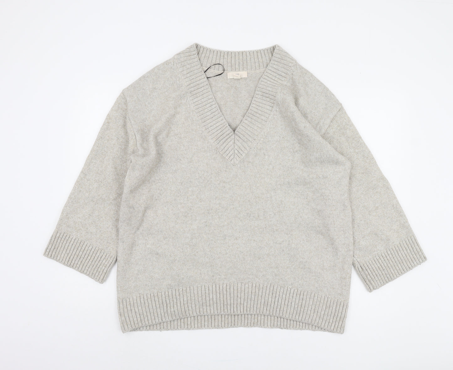 H&M Women's Grey V-Neck Pullover Jumper M