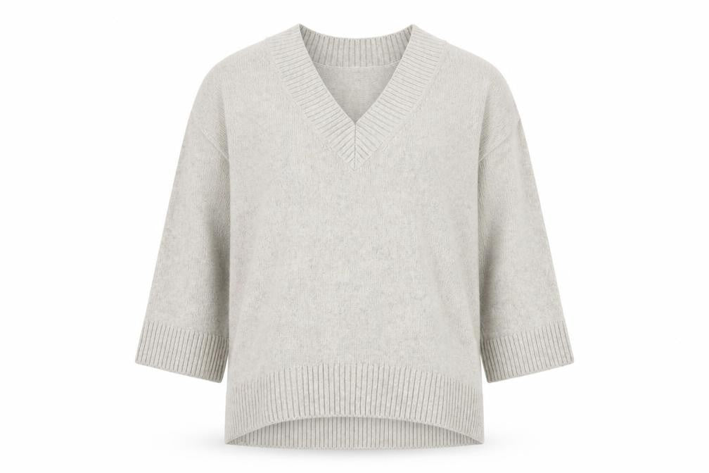 Front view of H&M Women's Grey V-Neck jumper M