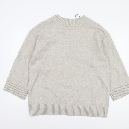 H&M Women's Grey V-Neck Pullover Jumper M
