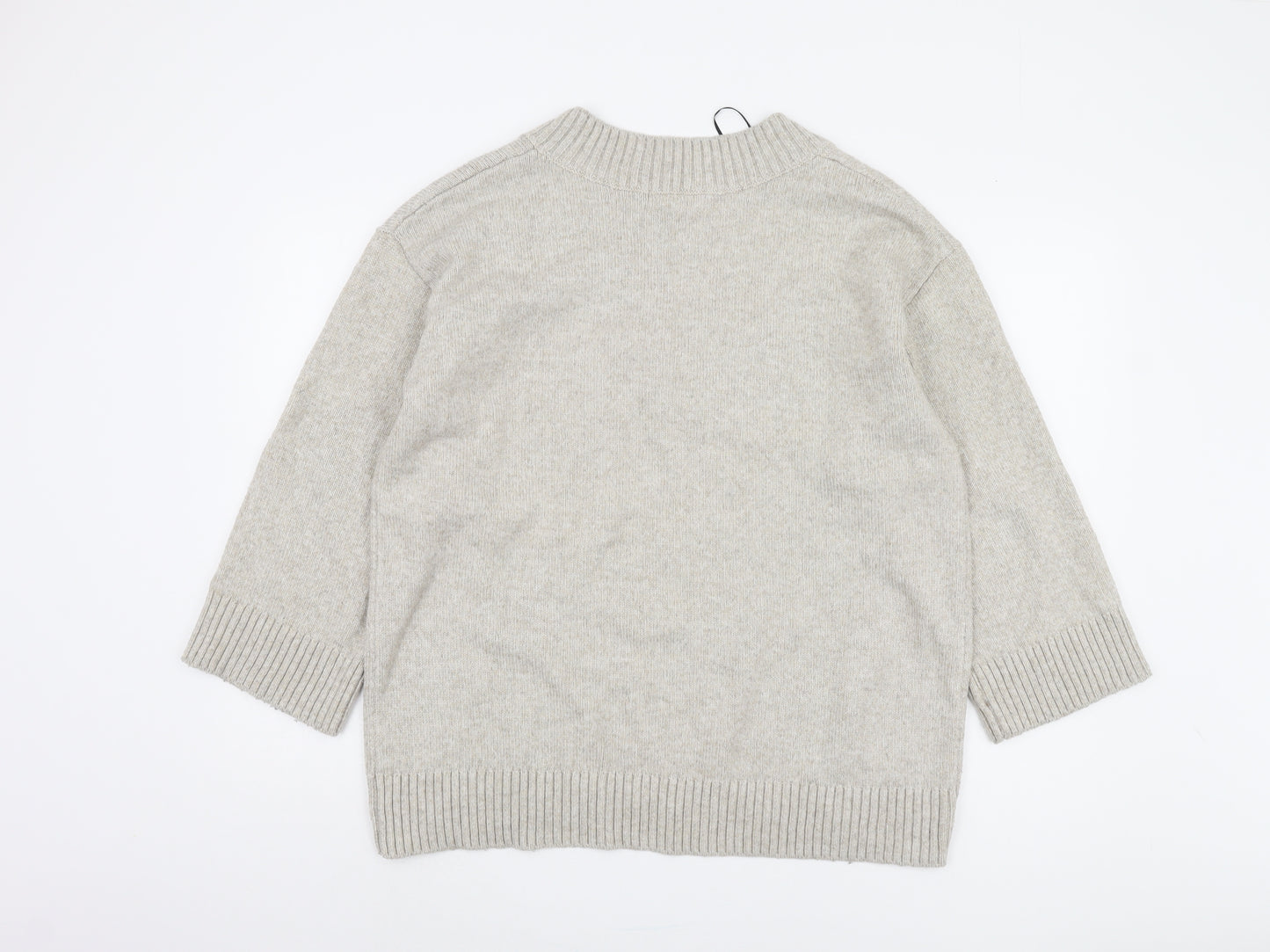 H&M Women's Grey V-Neck Pullover Jumper M