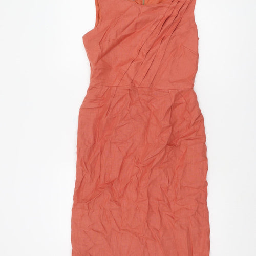Laura Ashley Women's Orange Linen Dress Size 10