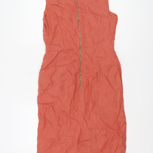 Laura Ashley Women's Orange Linen Dress Size 10