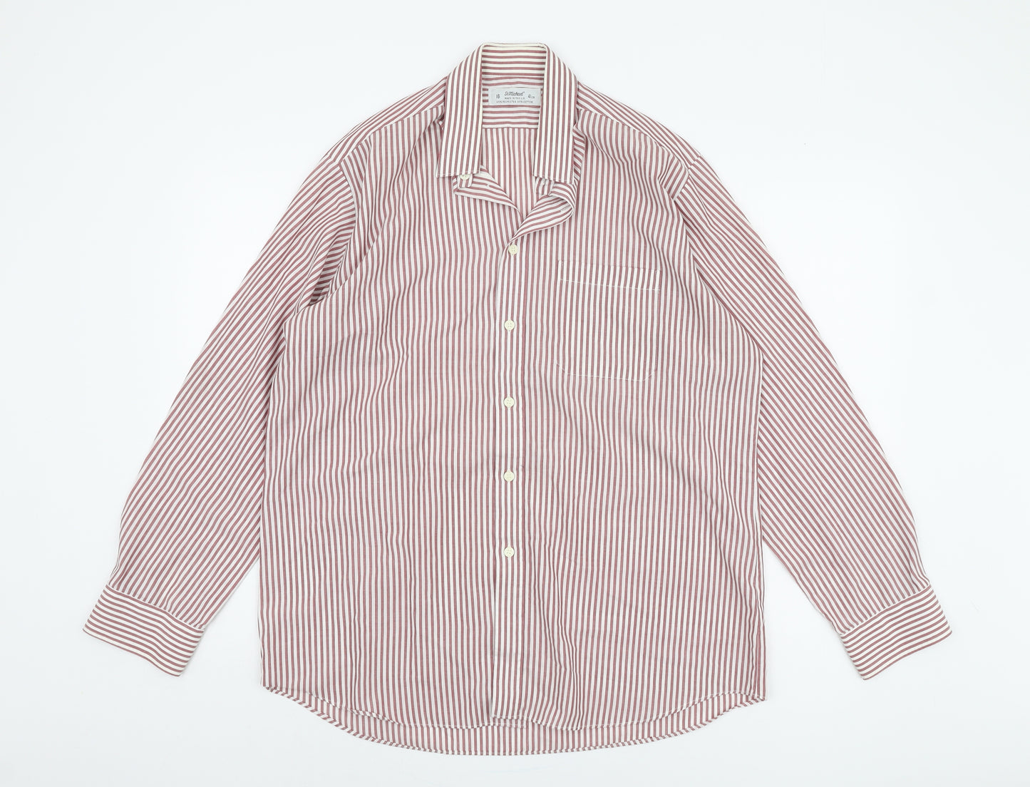 St Michael Men's Multicoloured 16 Striped Long Sleeve Shirt