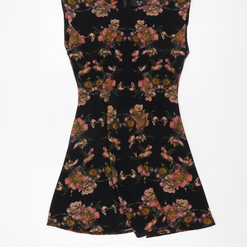 AX Paris Women's Black Floral Fit & Flare Dress Size 10